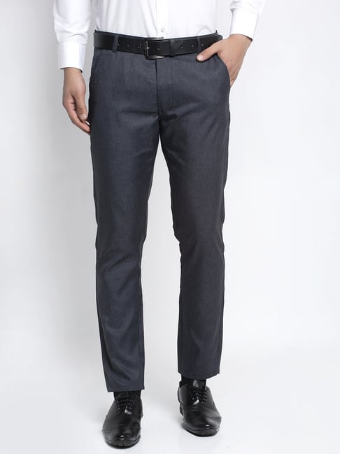 MENS NAVY SOLID TAPERED FIT TROUSER  JDC Store Online Shopping