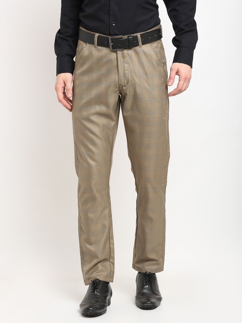 Bare Brown Stretch Slim Fit Cotton Trousers - Grey | Tea & Tailoring