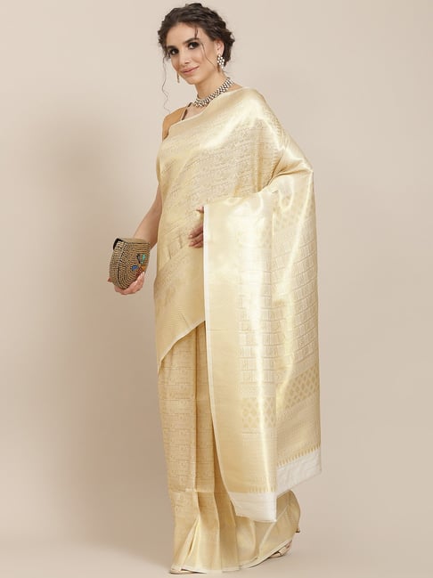 Sharaa Ethnica Light Beige Saree With Blouse Price in India