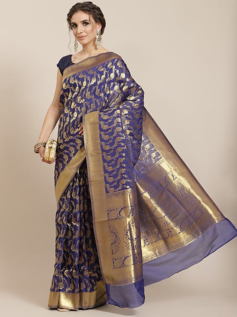 Sharaa Ethnica Violet Saree With Blouse Price in India