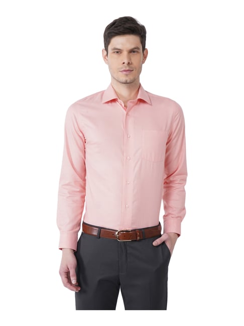 Blackberrys Peach Cotton Slim Fit Shirt