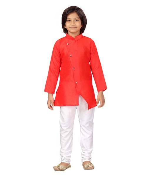 Little Mafia By Aarika Kids Red & White Solid Kurta with Pyjamas