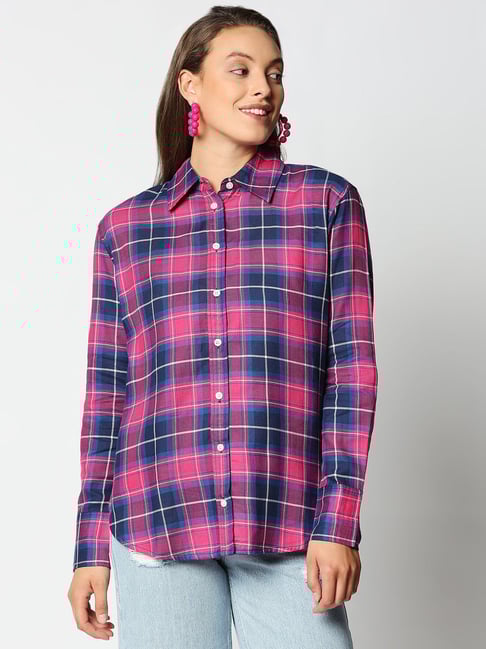 Remanika Pink & Blue Pure Cotton Chequered Shirt-picture-25