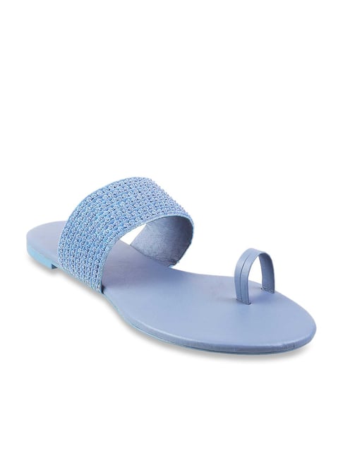 Mochi Women's Blue Toe Ring Sandals