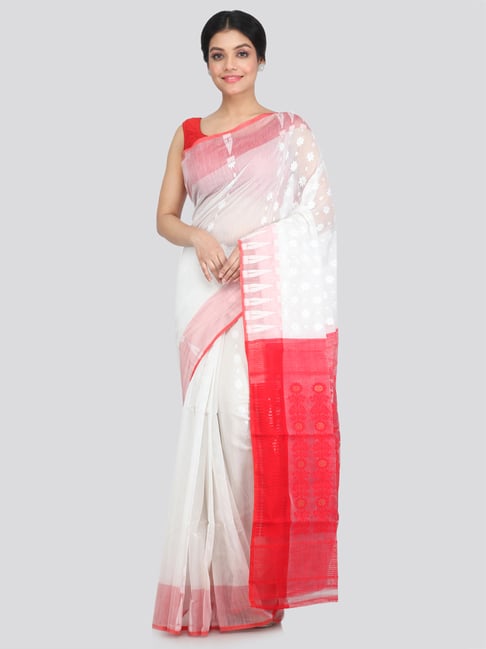 Pinkloom White Saree Without Blouse-picture-24