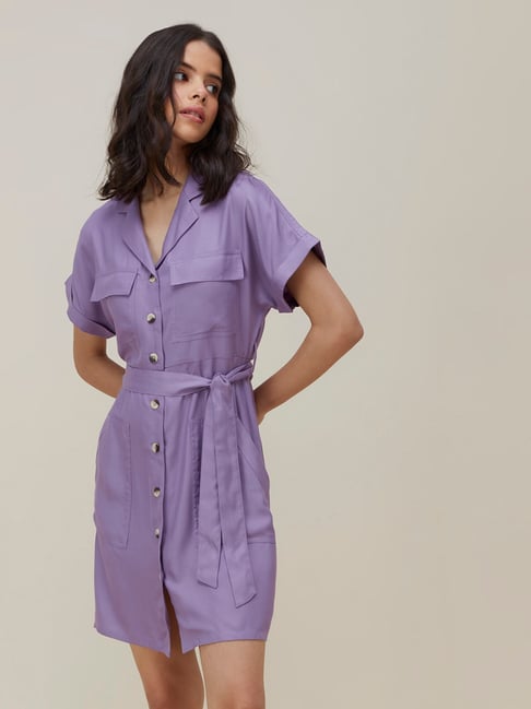 Nuon by Westside Lavender Shirtdress with Belt Price in India