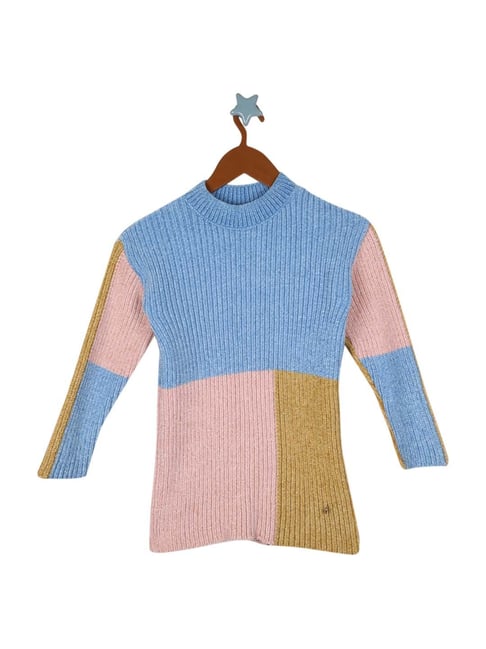Buy Monte Carlo Kids Sky Blue Printed Sweater for Girls Clothing