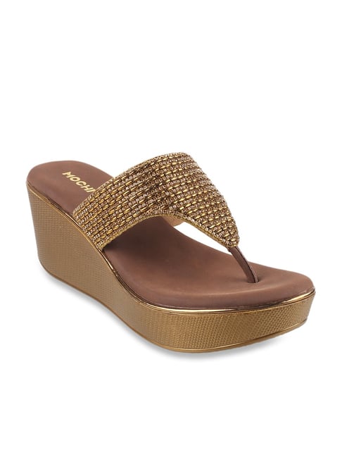 Gold thong wedge on sale sandals