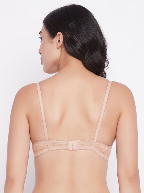 Buy Clovia Padded Non-Wired Medium Coverage Lace Bra - Pink at Rs