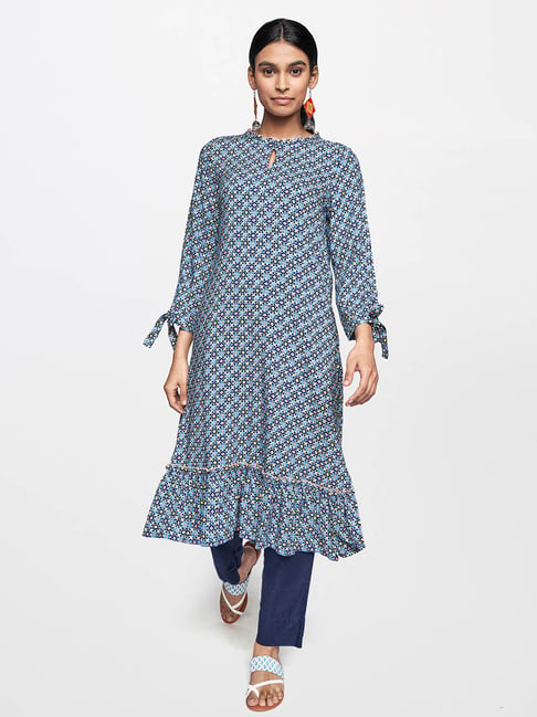 Global Desi Blue Printed Kurta