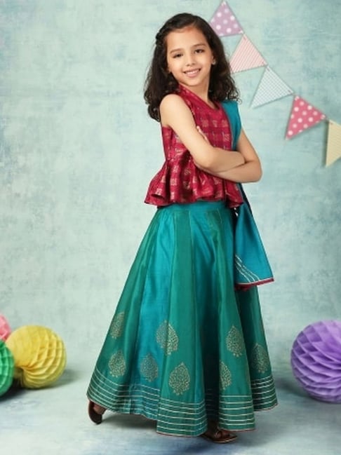 Buy Cotton Silk 2Pc Lehenga Set for Kids Online at Fabindia | 10654656