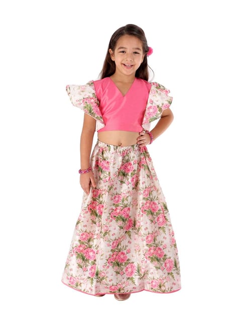 VASTRAMAY Kids Multicolor Floral Print Lehenga Choli-picture-15