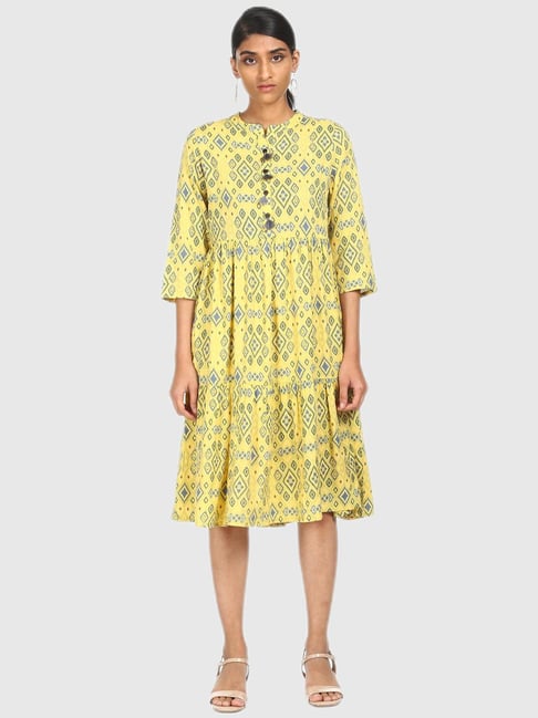 Sugr Yellow Printed Dress Price in India