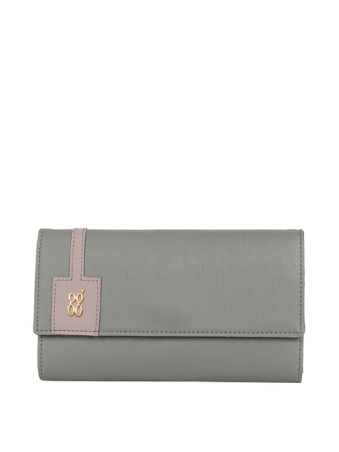 Baggit Grey Solid Tri-Fold Wallet for Women