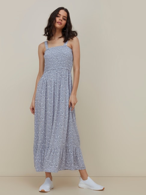 Nuon by Westside Light Blue Rosher Floral Dress Price in India