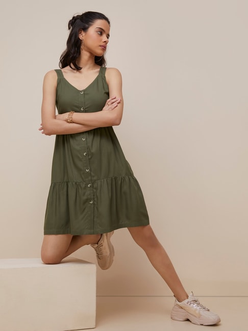 Nuon by Westside Khaki Tiered Dress Price in India