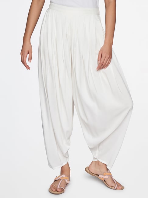 Global Desi White Mid Rise Dhoti Pants