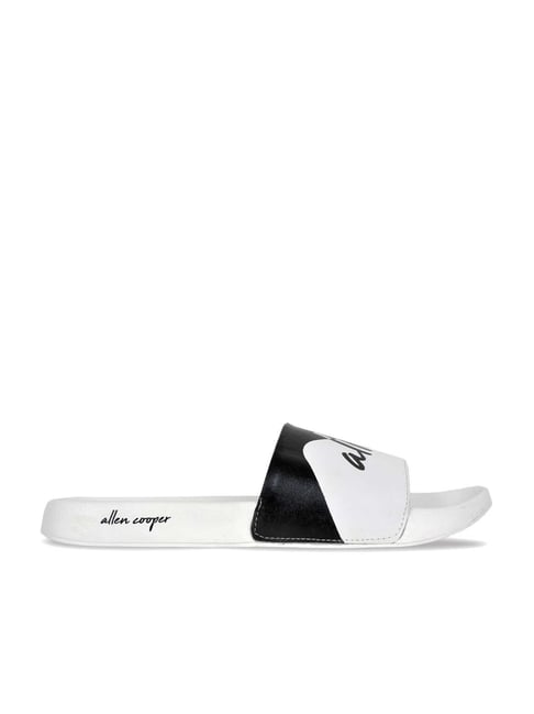 Allen Cooper Men's White & Black Slides