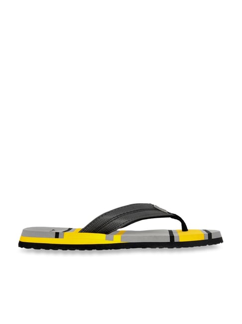 Allen Cooper Men s Grey Yellow Flip Flops