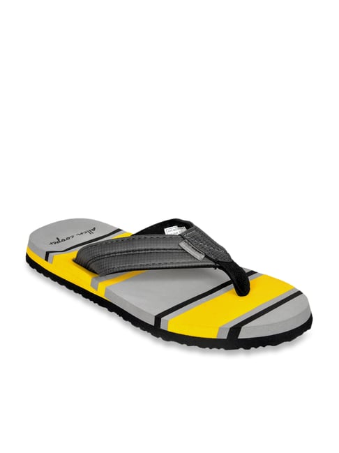 Buy Allen Cooper Men s Grey Yellow Flip Flops for Men at Best