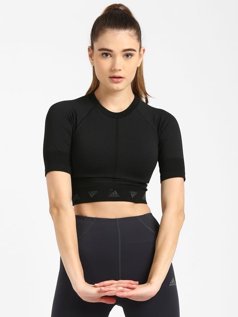 Adidas Black Self Design Crop Top-picture-34