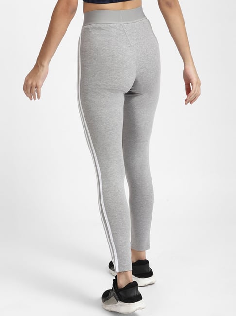 adidas Grey Cotton Striped Sports Track Pants