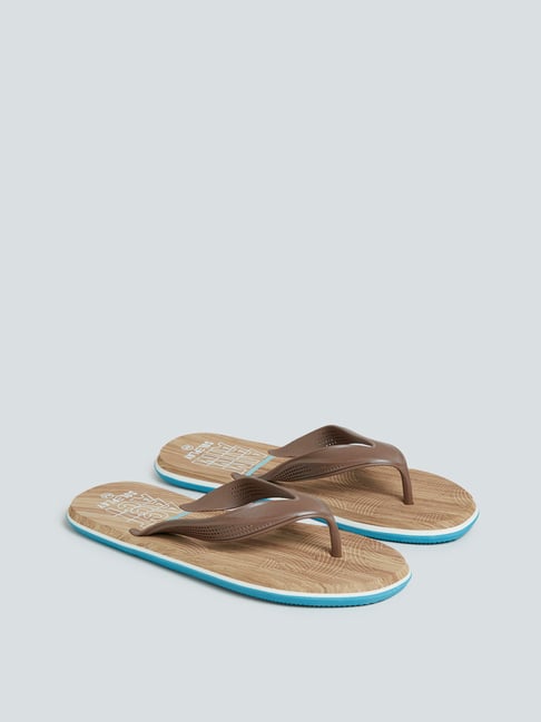 Buy SOLEPLAY by Westside Brown Abstract Print Flip-Flops for Online ...