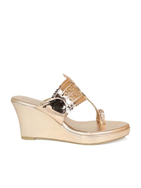 Design Crew Women's Rose Gold Toe Ring Wedges Price in India