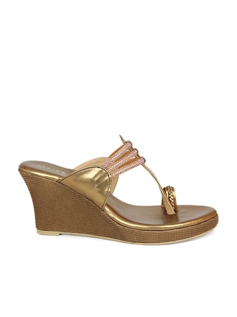 Design Crew Women's Bronze Toe Ring Wedges Price in India