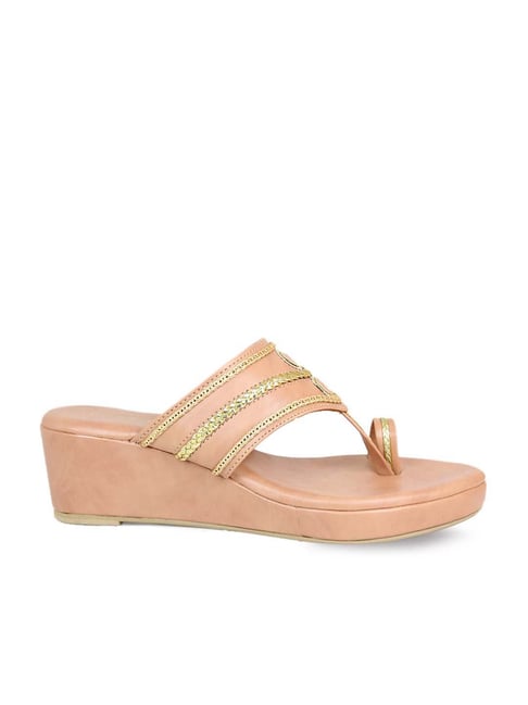 Design Crew Women's Peach Toe Ring Wedges Price in India