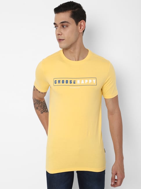 Forever 21 Light Yellow Printed Regular fit T-Shirt