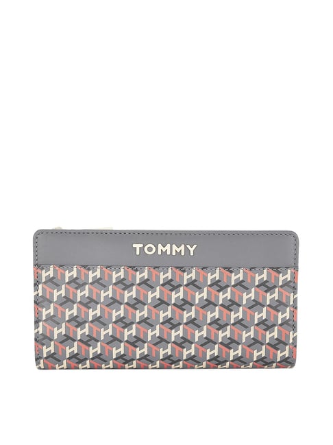 Tommy Hilfiger Foraker Grey & Black Paneled Tri-fold Wallet for Women