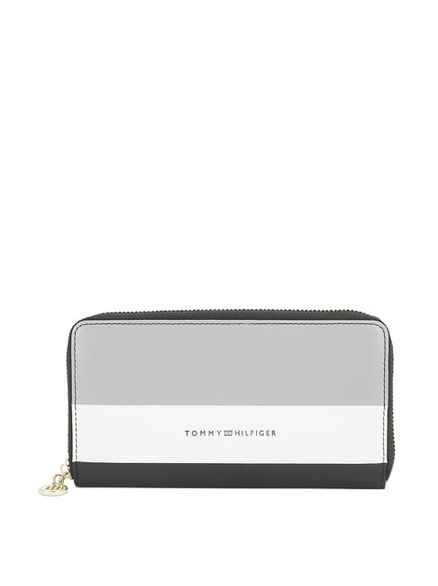 Tommy Hilfiger Ohio Grey & White Color Block Zip Around Wallet for Women