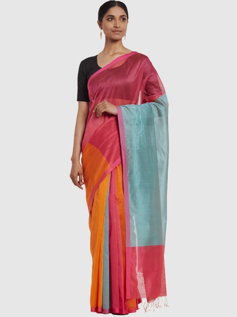 Fabindia Multicolored Cotton Silk Woven Saree Price in India