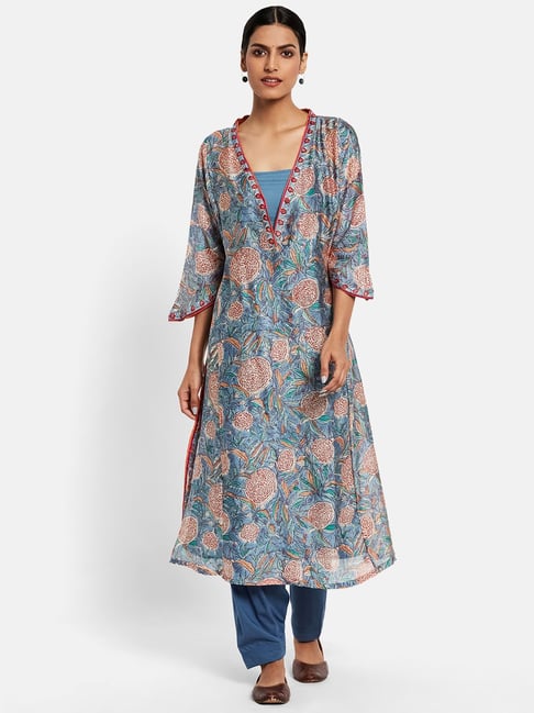 chinese dress ladies Arjun Kilachand | Indigo Short Layered Kurta