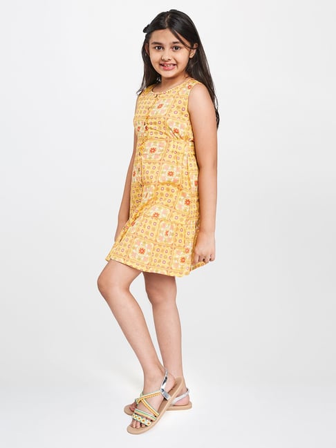 Buy Global Desi Girl Yellow Printed Dress for Girls Clothing Online ...