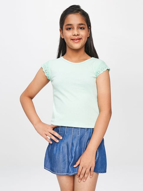 Buy Global Desi Girl Mint Slim Fit Top for Girls Clothing Online