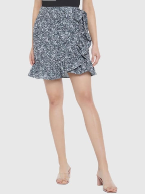 Trend Arrest Grey Floral Print Skirt-picture-17