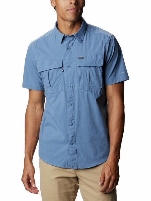 Columbia Men Blue Newton Ridge Short Sleeve Shirt