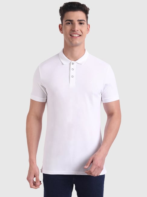 United Colors Of Benetton White Cotton Regular Fit Polo T-Shirt