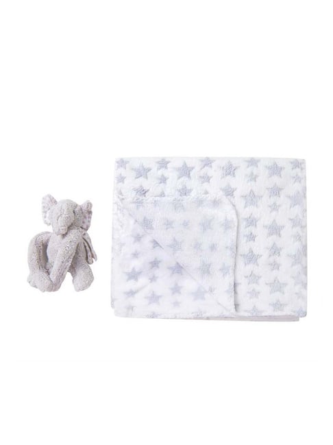 Baby Moo Kids White & Grey Blanket & Toy-Baby Moo-Apparel-TATA CLIQ