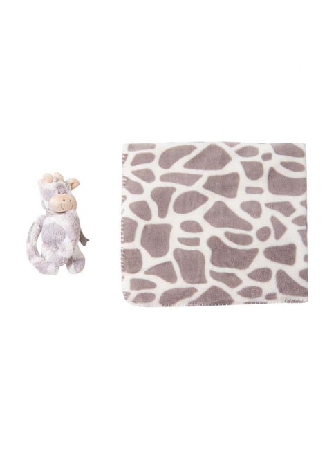 Baby Moo Kids Brown & White Blanket & Toy-Baby Moo-Apparel-TATA CLIQ