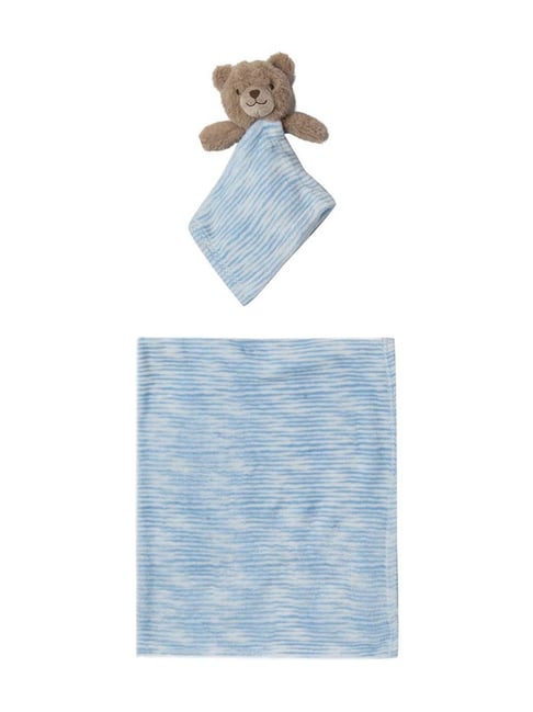 Baby Moo Kids Blue Printed Blanket & Toy-Baby Moo-Apparel-TATA CLIQ