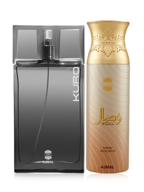 Ajmal Kuro Eau de Parfum & Wisal Parfum Deodorant Gift Set for Unisex