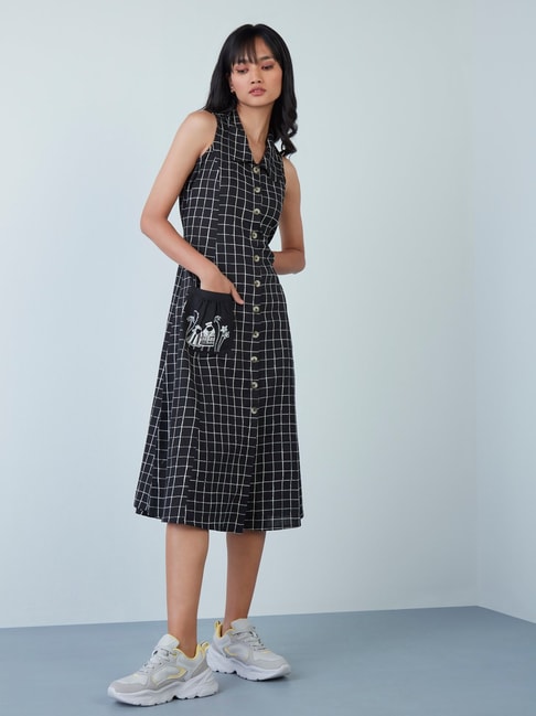 Bombay Paisley by Westside Black Checkered Shirtdress Price in India