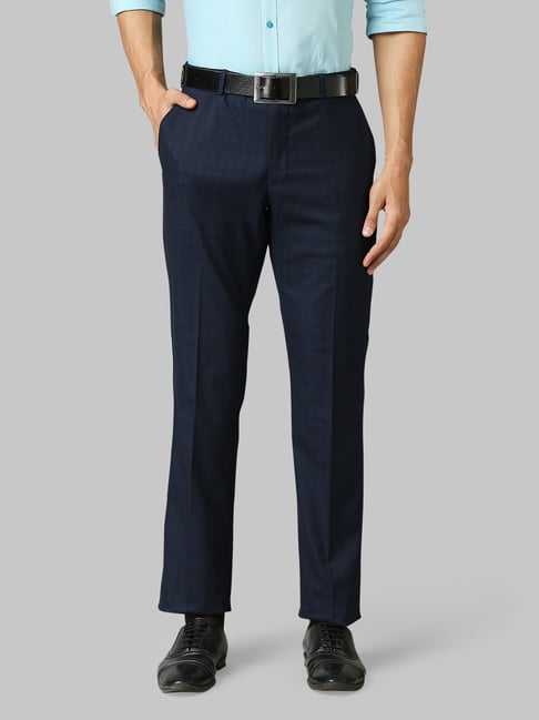 Buy Park Avenue Blue Regular Fit Checks 