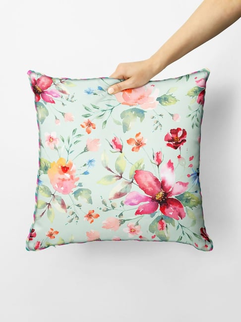 Bianca Floral Green Microfibre Cushion Cover-image-34