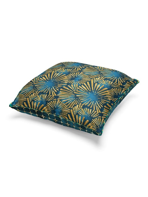 Bianca Floral Teal & Gold Microfibre Cushion Cover-image-30
