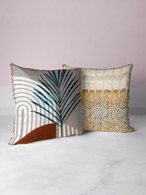 Bianca Abstract Beige Microfibre Cushion Covers - Set of 2-image-20