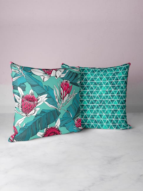 Bianca Floral Coral & Teal Microfibre Cushion Covers - Set of 2-image-35